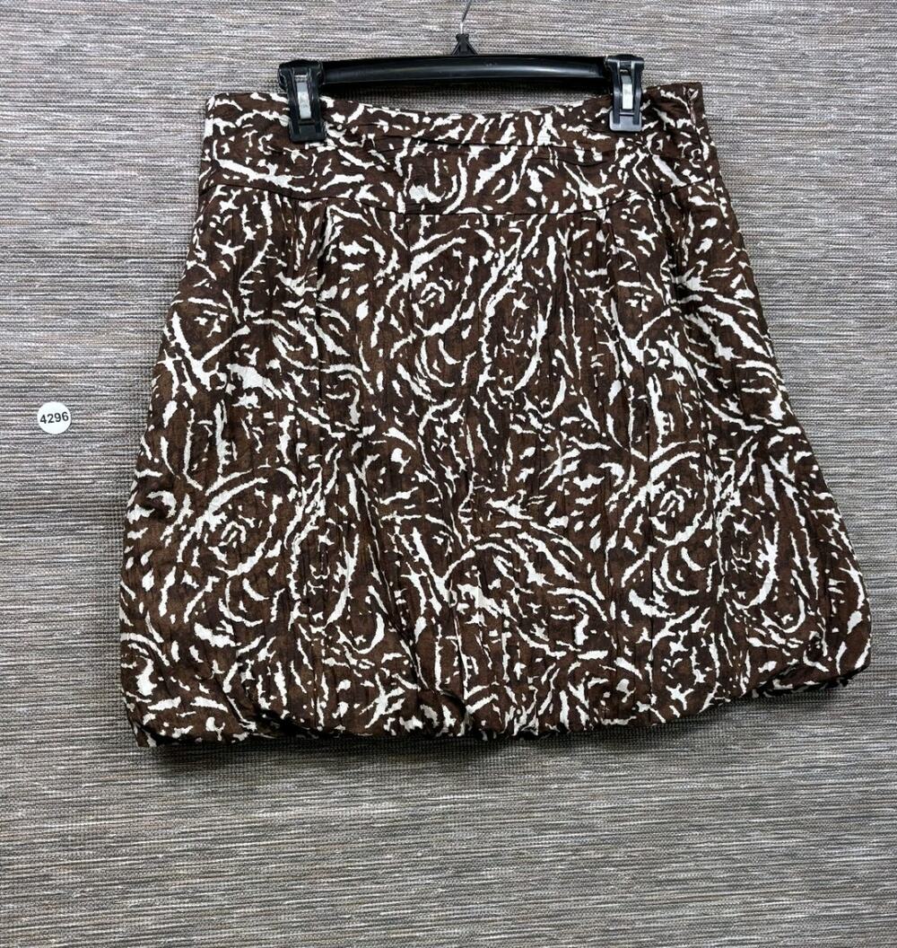 Banana Republic Women's Skirt Size 10 White Brown Multicolor 100% Silk